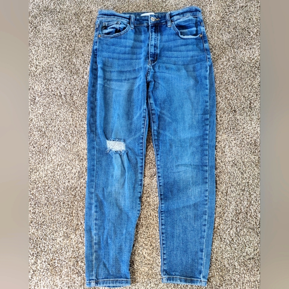 KanCan Medium Blue Distressed Cropped Jeans Women's 13 30